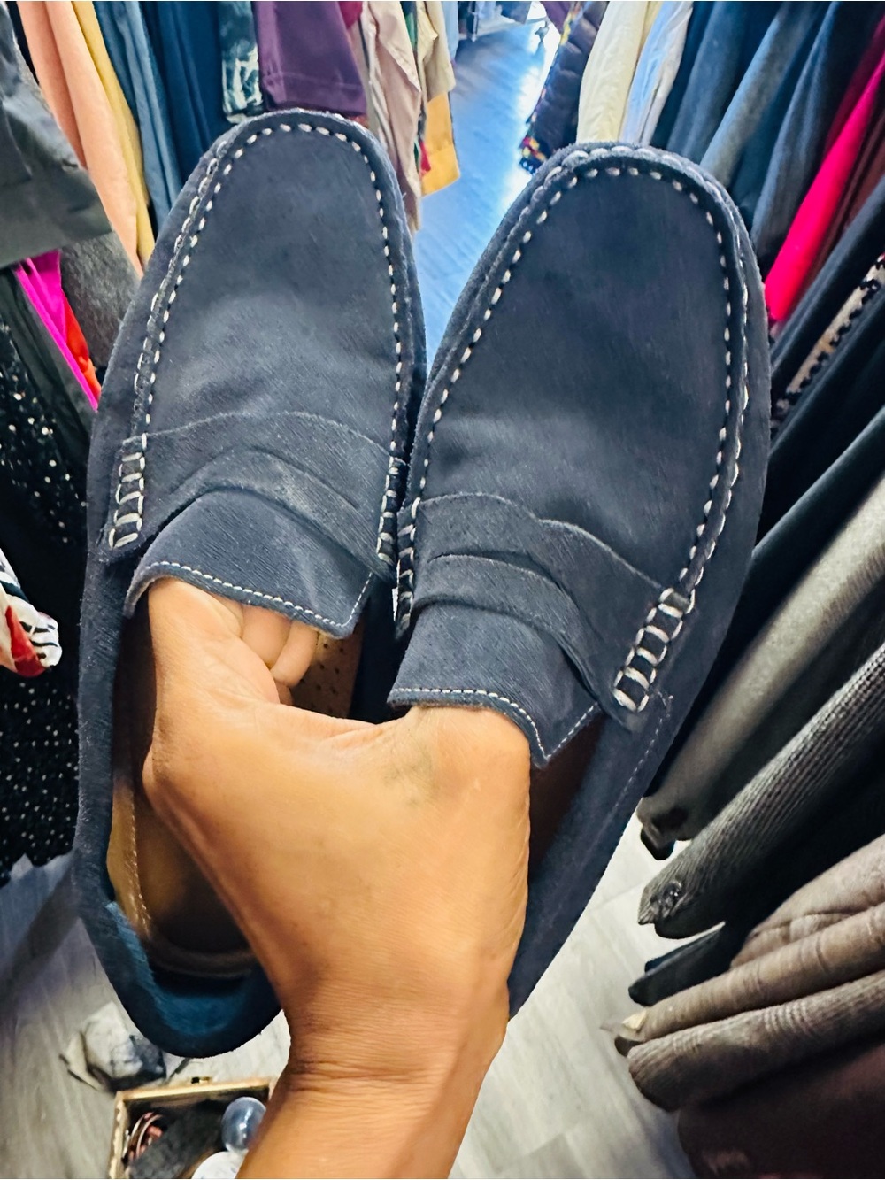 Nordstrom Men's Navy Suede Penny Loafers
